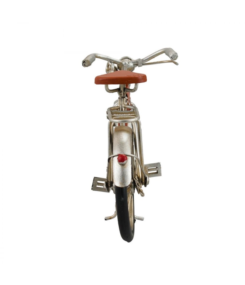 Miniatura de Bicicleta Prateada 12x23,5x7cm Retrô Vintage