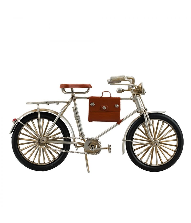 Bicicleta Prateada 12x23.5x7cm Estilo Retrô - Vintage