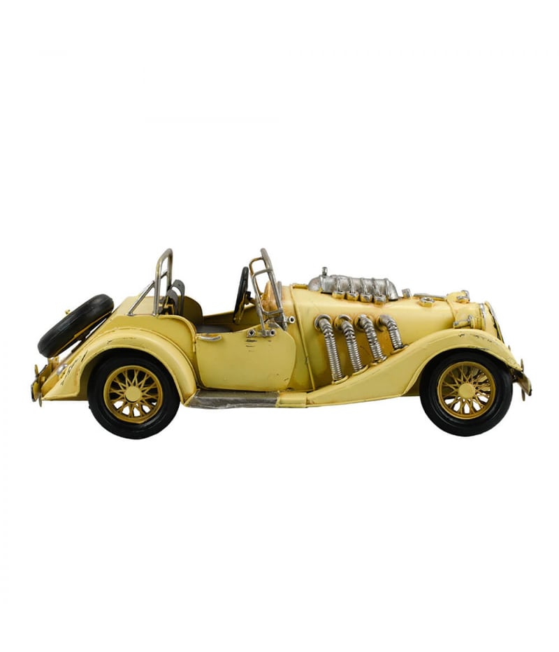 Carro Amarelo Conversível 8x29x12,5cm Estilo Retrô - Vintage