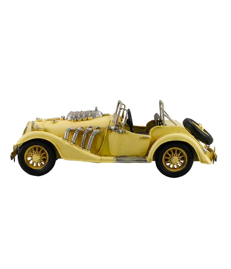 Carro Amarelo Conversível 8x29x12,5cm Estilo Retrô - Vintage