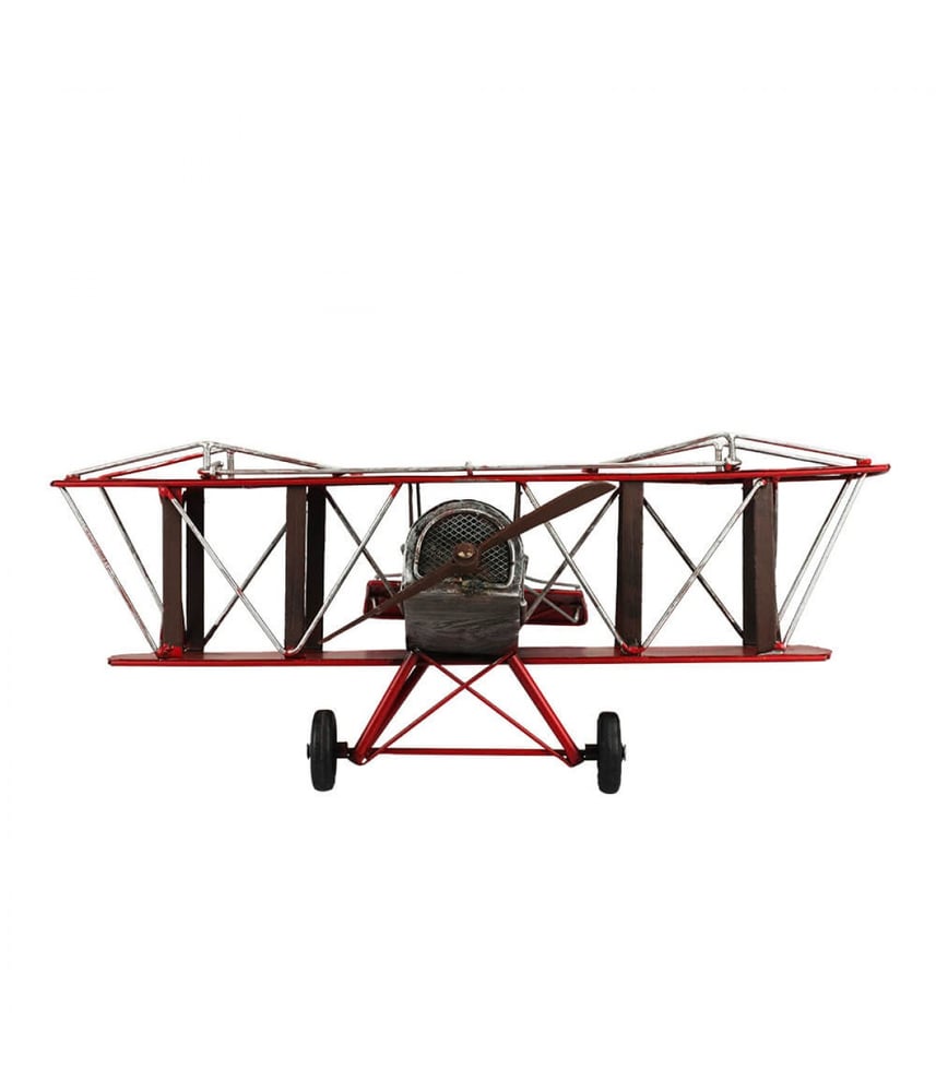 Avião Vermelho De Hélice 17x40x45cm Estilo Retrô - Vintage