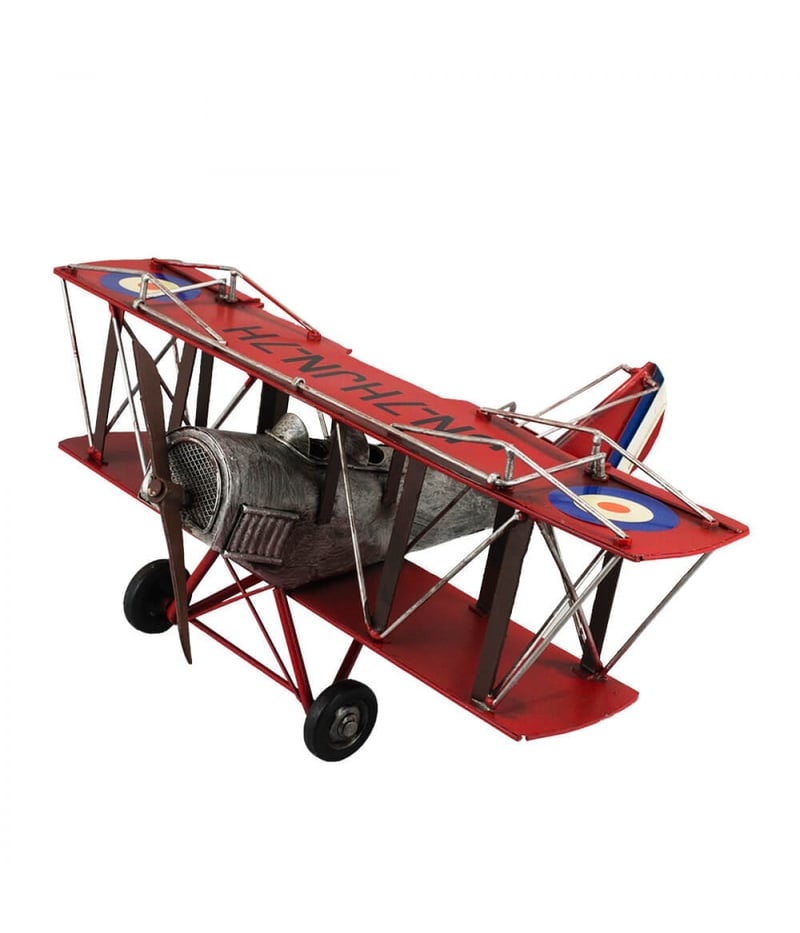Avião Vermelho De Hélice 17x40x45cm Estilo Retrô - Vintage