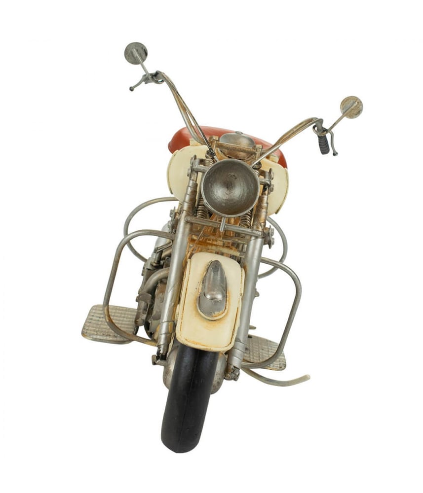 Motocicleta Branca 20x35x14cm Estilo Retrô - Vintage