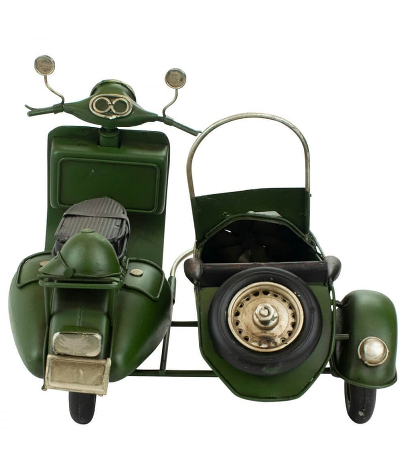 Motocicleta Com Sidecar 17.5x27x20cm Estilo Retrô - Vintage