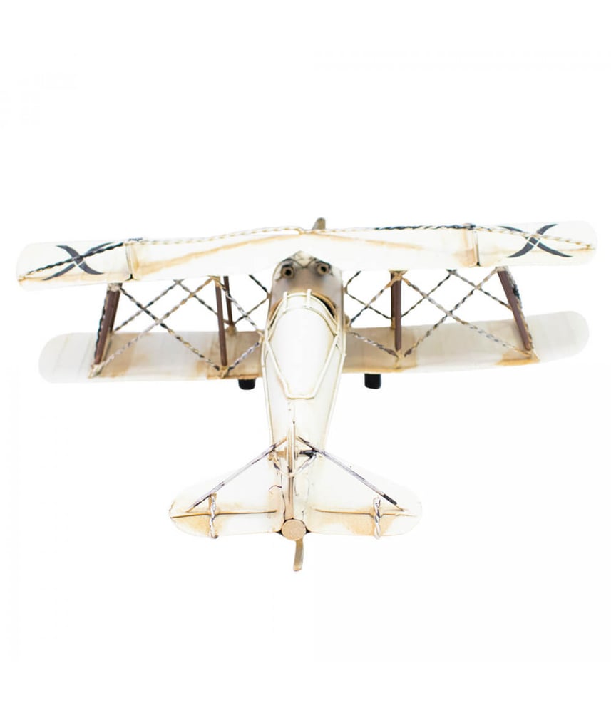 Avião Branco De Hélice 32cm Retrô - Vintage