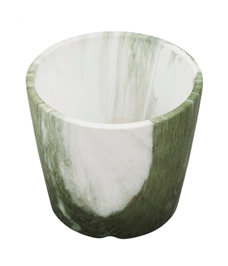 Vaso Porcelana Verde Estilo Mármore 9x10x10cm