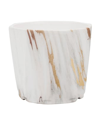 Home Variedades Vaso Porcelana Octagonal Manchas Mármore 1 Home Variedades Vaso Porcelana Octagonal Manchas Mármore 1
