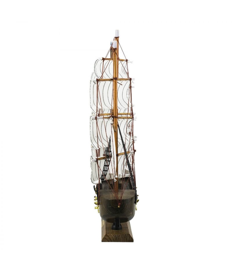 Miniatura Barco Navio Veleiro Madeira Canhões 42.5x9x49cm
