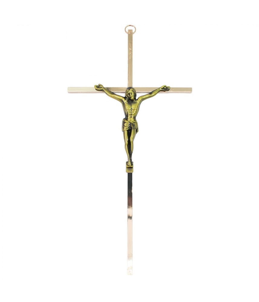 Crucifixo Jesus Dourado Metal 25.5cm