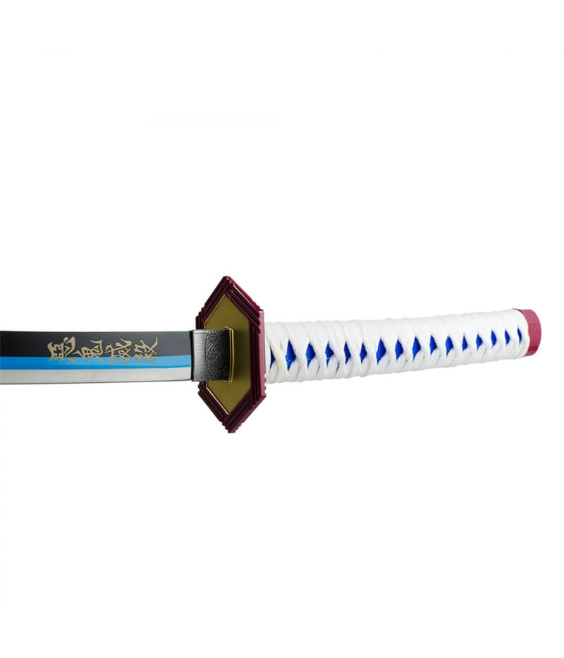 Espada Decorativa Lâmina Azul Guarda Hexagonal Japonesa Katana 100cm