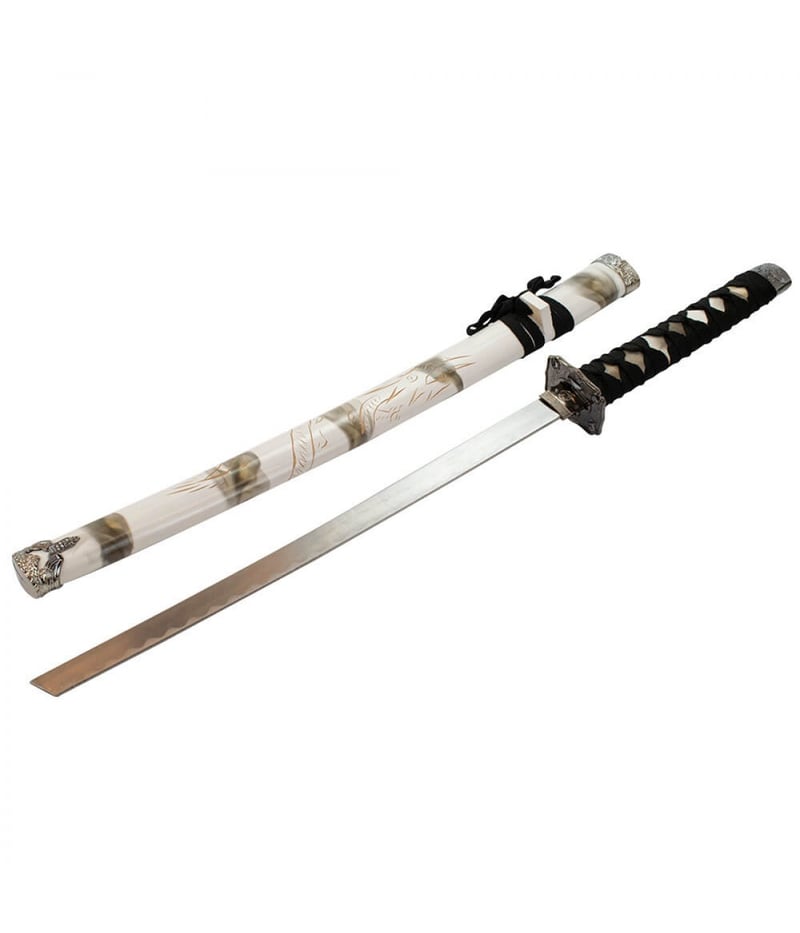 Jg 3 Espadas Decorativa Branca Japonesa Katana 100cm 79cm 54cm