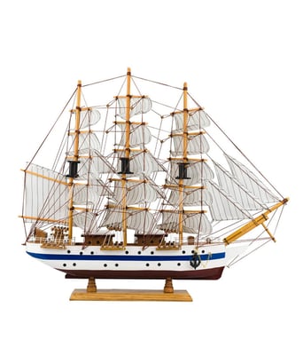 Home Variedades Navio Veleiro Madeira Casco Branco 3 Home Variedades Navio Veleiro Madeira Casco Branco 3