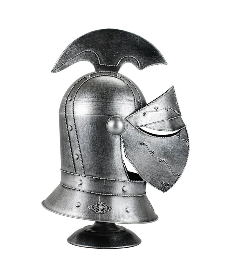 Enfeite Capacete Cavaleiro Medieval Prateado 46x32x20cm