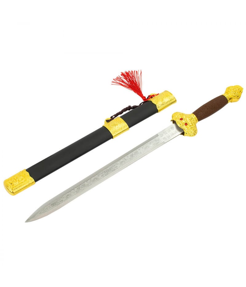 Mini Espada Decorativa Dourada Chinesa 43cm