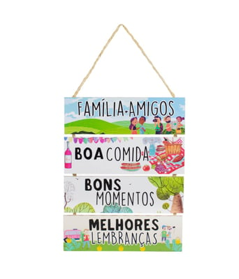 Home Variedades  Jogo 4 Placas Decorativas Madeira Cordão  1