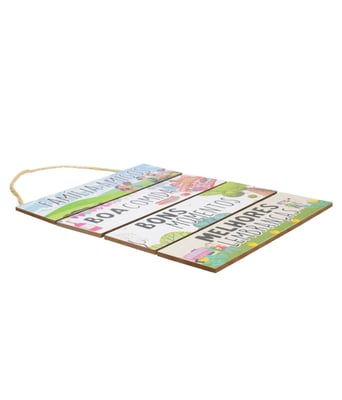 Home Variedades  Jogo 4 Placas Decorativas Madeira Cordão  3