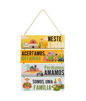 MG4 Shop  Jogo 4 Placas Decorativas Madeira Cordão  1