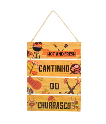 Home Variedades  Jogo 4 Placas Decorativas Madeira Cordão  1