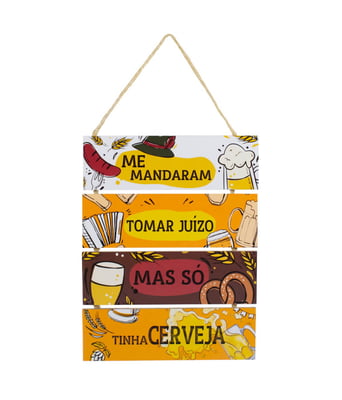 Home Variedades  Jogo 4 Placas Decorativas Madeira Cordão  1