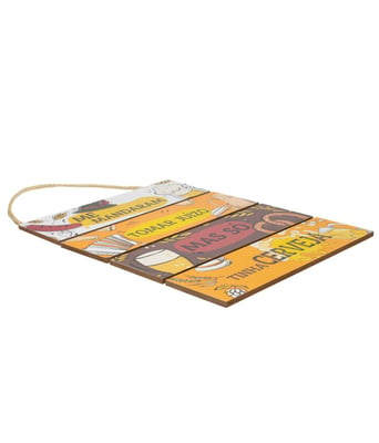 Home Variedades  Jogo 4 Placas Decorativas Madeira Cordão  3