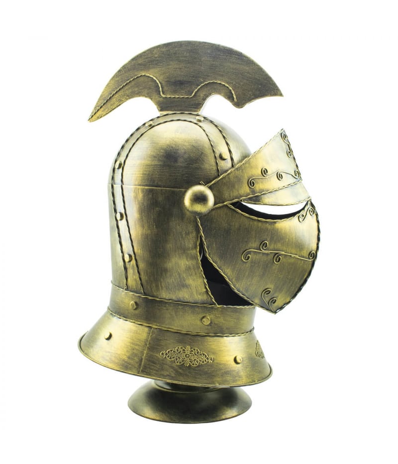 Enfeite Capacete Cavaleiro Medieval Dourado 47x30x26cm