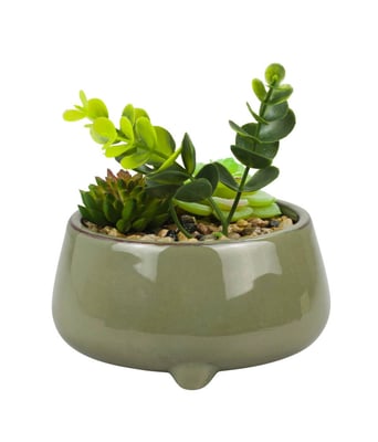 Home Variedades Vaso Porcelana Plantas Artificiais Verde 3 Home Variedades Vaso Porcelana Plantas Artificiais Verde 3