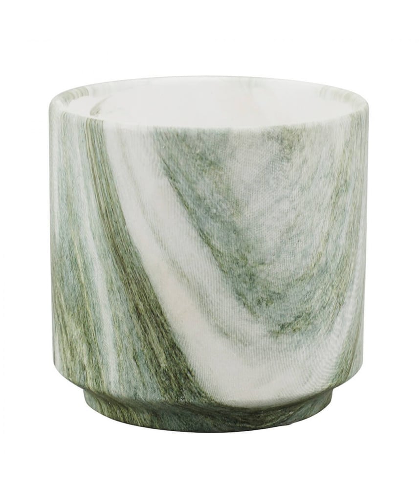 Vaso De Porcelana Verde Estilo Mármore 8x8x8cm