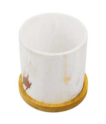 Home Variedades  Vaso Porcelana Com Base De Bambu   2