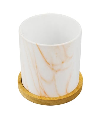 Home Variedades Vaso Porcelana Laranja Base Bambu 2 Home Variedades Vaso Porcelana Laranja Base Bambu 2