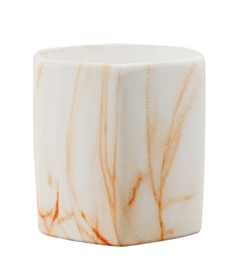 Home Variedades  Vaso Porcelana Hexagonal Detalhes Laranja   1