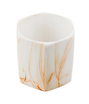 Home Variedades  Vaso Porcelana Hexagonal Detalhes Laranja   3