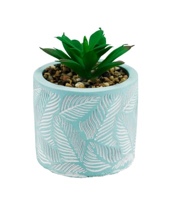 Home Variedades  Vaso Cimento Azul Planta Artificial   1