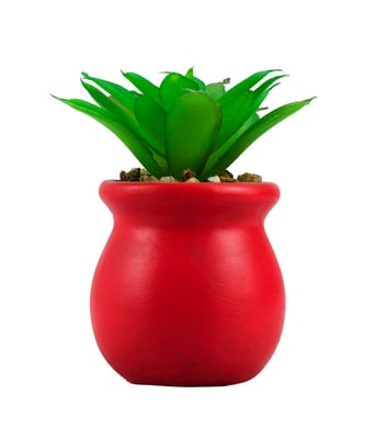 Home Variedades  Vaso Cimento Vermelho Planta Artificial  1