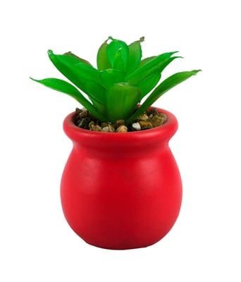 Home Variedades  Vaso Cimento Vermelho Planta Artificial  2