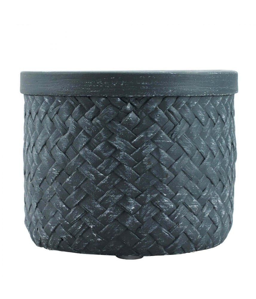 Vaso Cimento Entrelaçado Cinza Escuro 7x8.5x8.5cm
