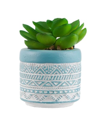 Home Variedades  Vaso Cimento Azul Planta Artificial   1