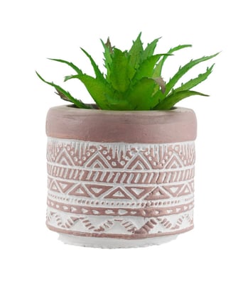 Home Variedades  Vaso Cimento Marrom Planta Artificial  1