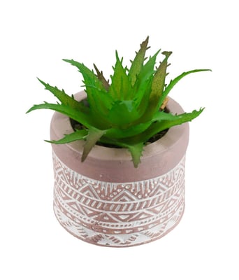 Home Variedades  Vaso Cimento Marrom Planta Artificial  2