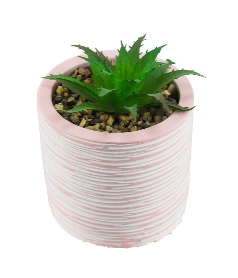 Vaso Cimento Rosa Planta Artificial 9x7x7cm