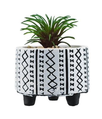 Home Variedades Vaso Branco Cimento Planta Artificial 1 Home Variedades Vaso Branco Cimento Planta Artificial 1