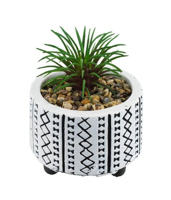 Home Variedades Vaso Branco Cimento Planta Artificial 2 Home Variedades Vaso Branco Cimento Planta Artificial 2