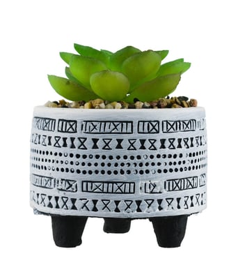 Home Variedades Vaso Branco De Cimento Planta Artificial 1 Home Variedades Vaso Branco De Cimento Planta Artificial 1