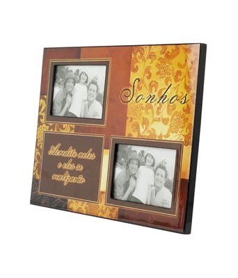 Home Variedades  Porta Retrato Madeira 2 Fotos 15x10cm  2