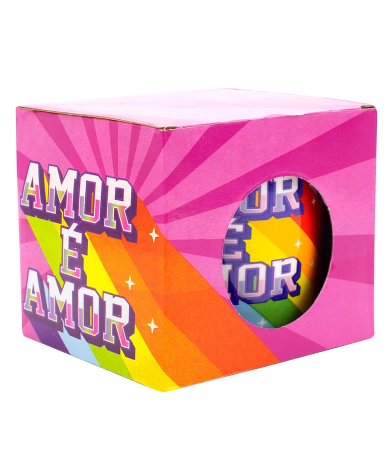 Caneca Cerâmica Arco-Íris Amor É Amor 390ml