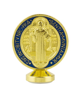 Home Variedades  Medalhão São Bento Dourado Azul Metal  1