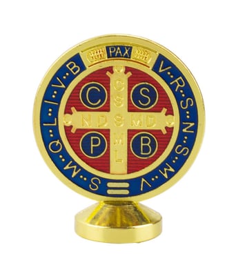 Home Variedades  Medalhão São Bento Dourado Azul Metal  2