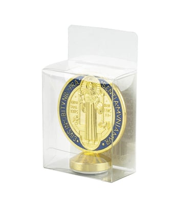 Home Variedades Medalhão São Bento Dourado Azul Metal 4 Home Variedades Medalhão São Bento Dourado Azul Metal 4