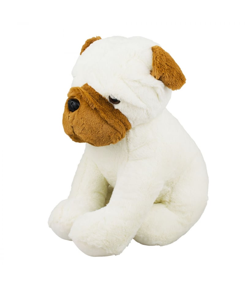 Cachorro Branco Sentado 34cm - Pelúcia