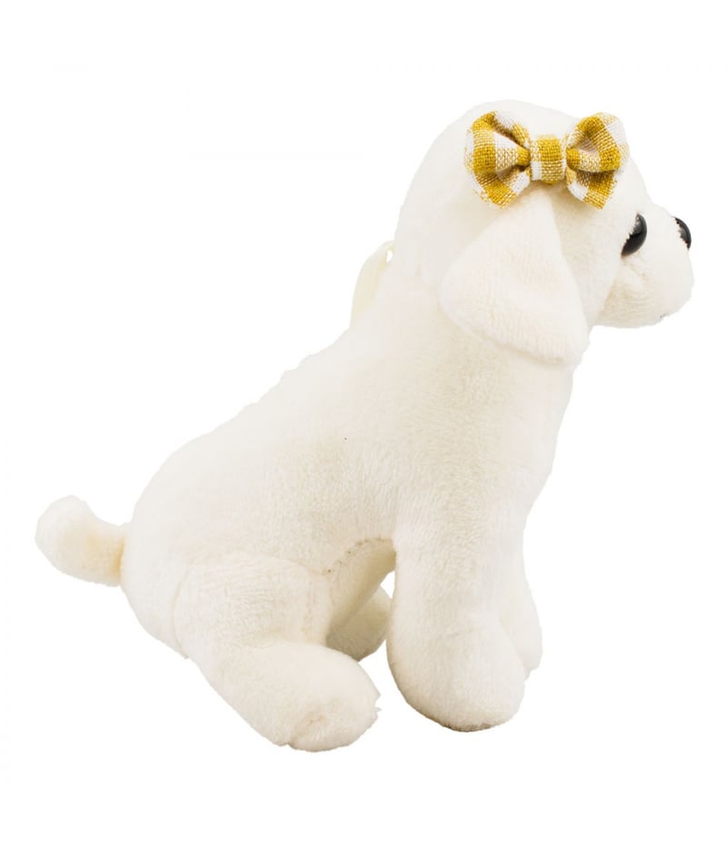 Chaveiro Cachorro Branco Com Laço 11cm - Pelúcia