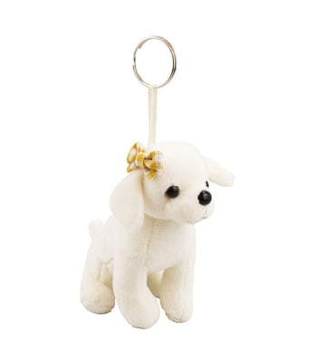 Home Variedades  Chaveiro Cachorro Branco Com Laço-Pelúcia  5